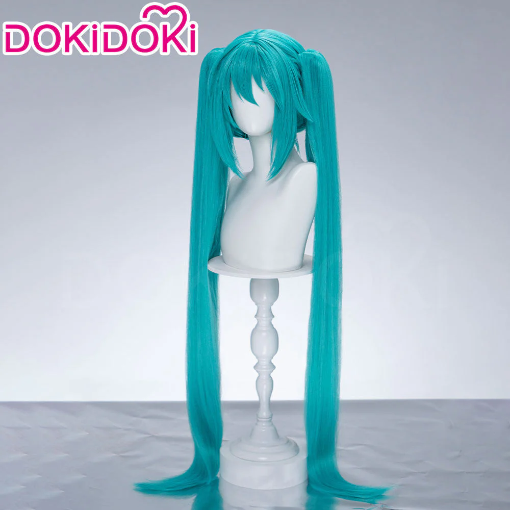 【Holographic Shimmer Fiber】【100 CM】DokiDoki Cosplay Wig Long Straight Green Blue Hair Twin Tails - Image 8
