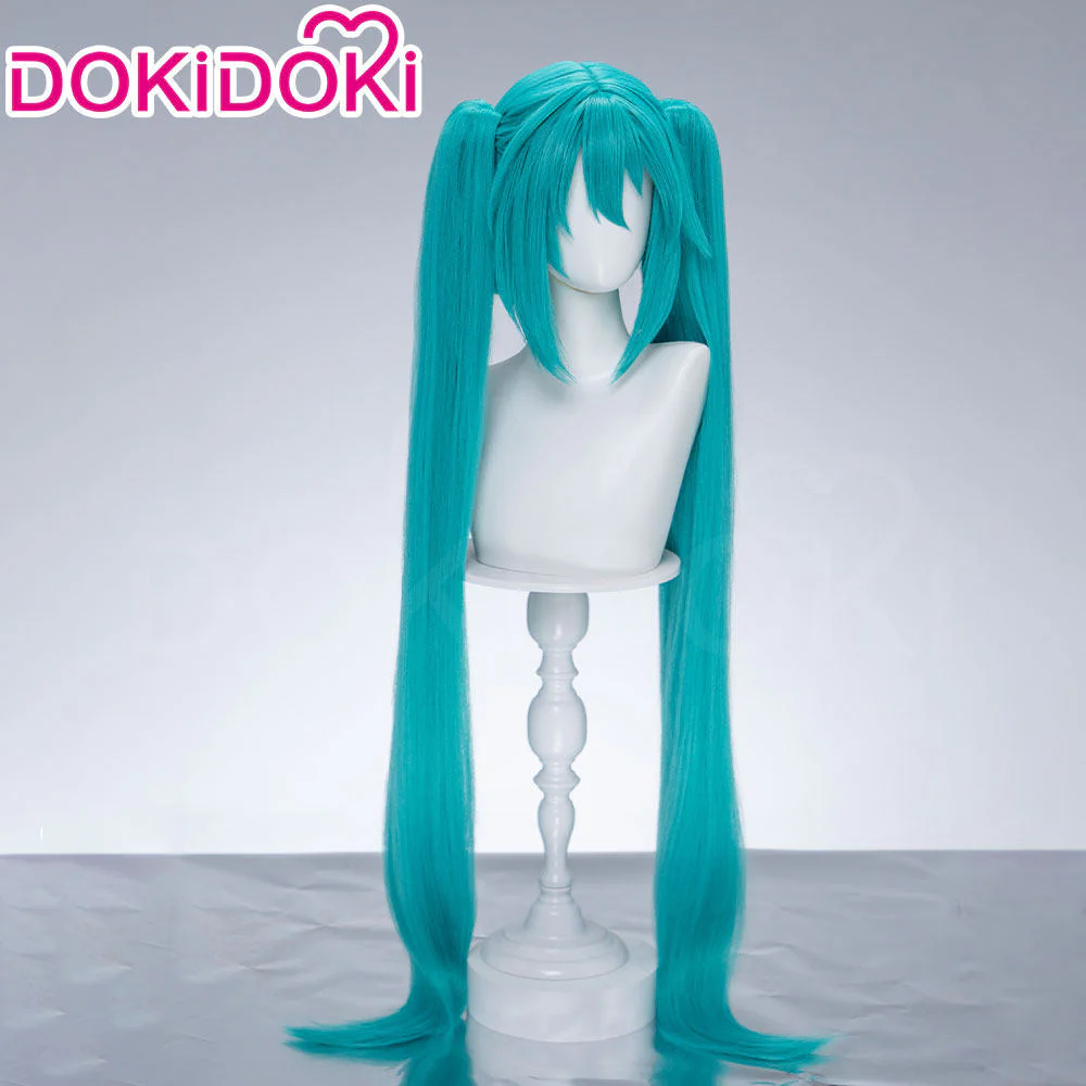 【Holographic Shimmer Fiber】【100 CM】DokiDoki Cosplay Wig Long Straight Green Blue Hair Twin Tails - Image 9