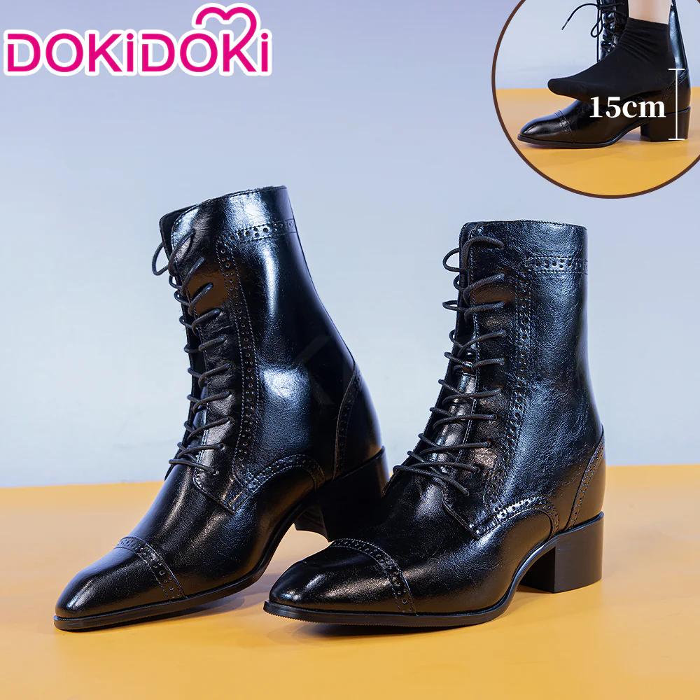 【15CM】DokiDoki Height Increasing Shoes / Elevator Shoes Black / Red Sole Bottom Leather Shoes - Image 4