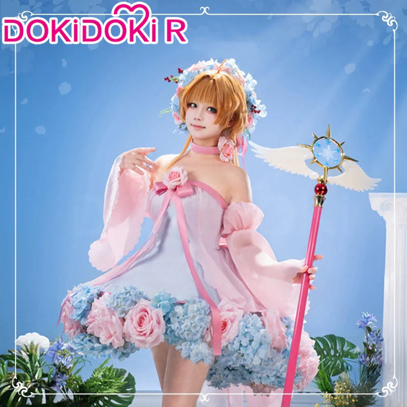 DokiDoki-R Anime Cardcaptor Sakura: Clear Card Cosplay  Sakura Costume Pink Flower Dress - Image 2