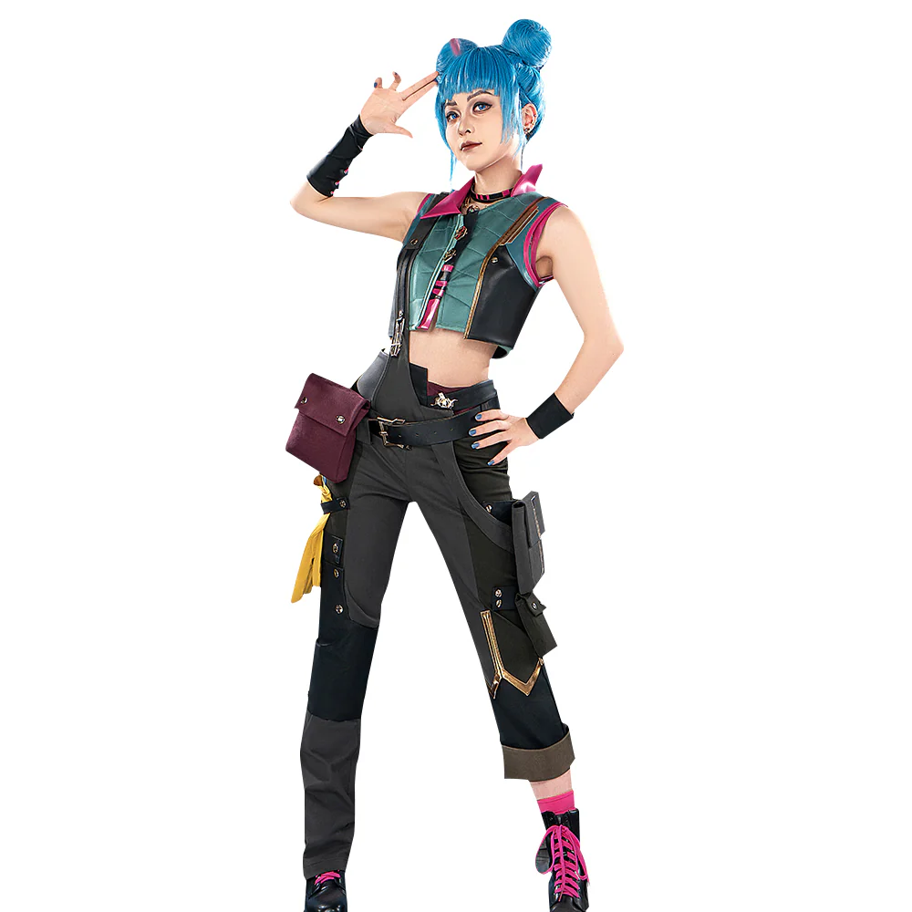 【Size S-3XL】【Ready For Ship】DokiDoki-SR Game Cosplay Jinxx Costume High Bun Powderr - Image 5