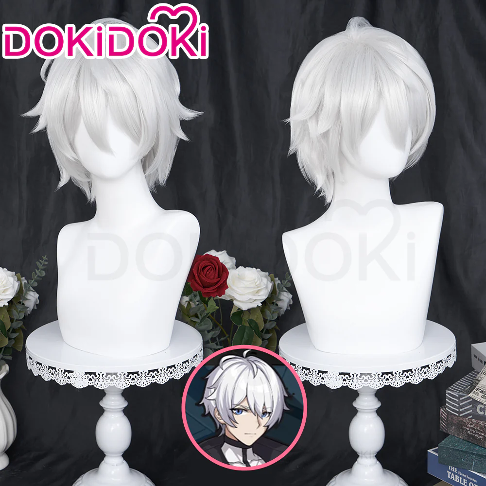 【Ready For Ship】DokiDoki Game Honkai Impact 3 Cosplay Kevin Kaslana Wig Short Straight White Hair