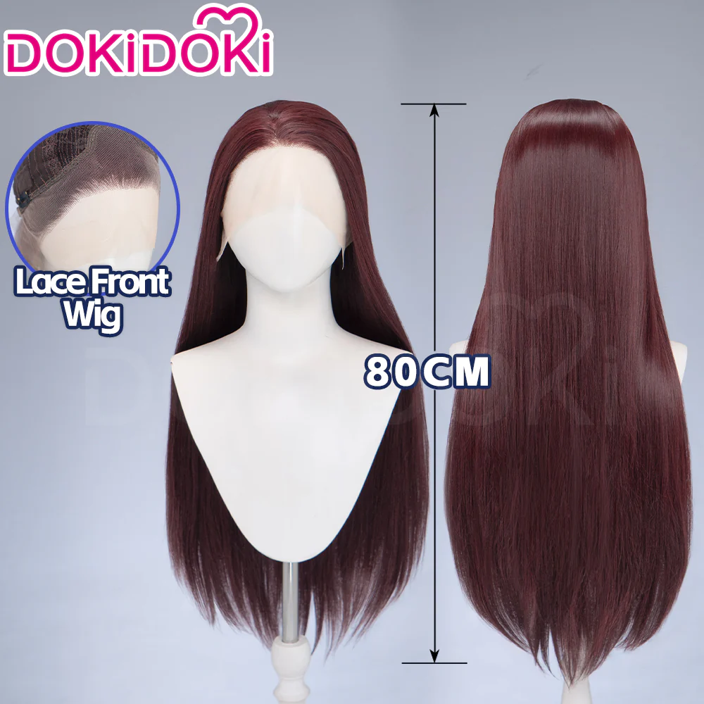 【Ready For Ship】【Front Lace】DokiDoki Anime DDD Cosplay Momo Ayase Wig / Earrings Brown Red Straight Hair - Image 7