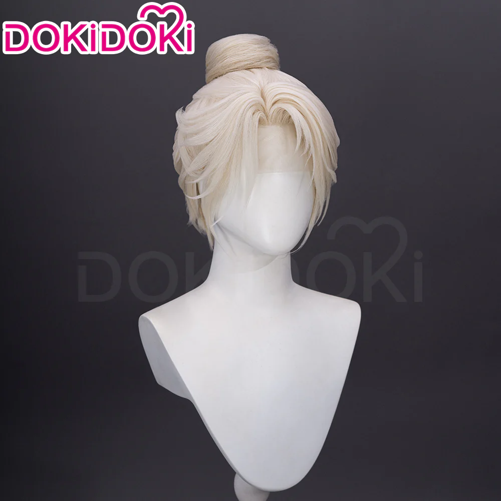 【Small Area Front Lace】DokiDok Game Where Winds Meet Cosplay Wen Wuque Wig Short Blonde Hair Bun Wen Wu Que - Image 2