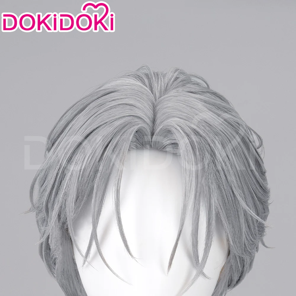 【Ready For Ship】DokiDoki Anime Cosplay Wig / Tattoo Sticker / Earring / Necklace Short Straight Grey Hair 28th Adult Version - Image 10