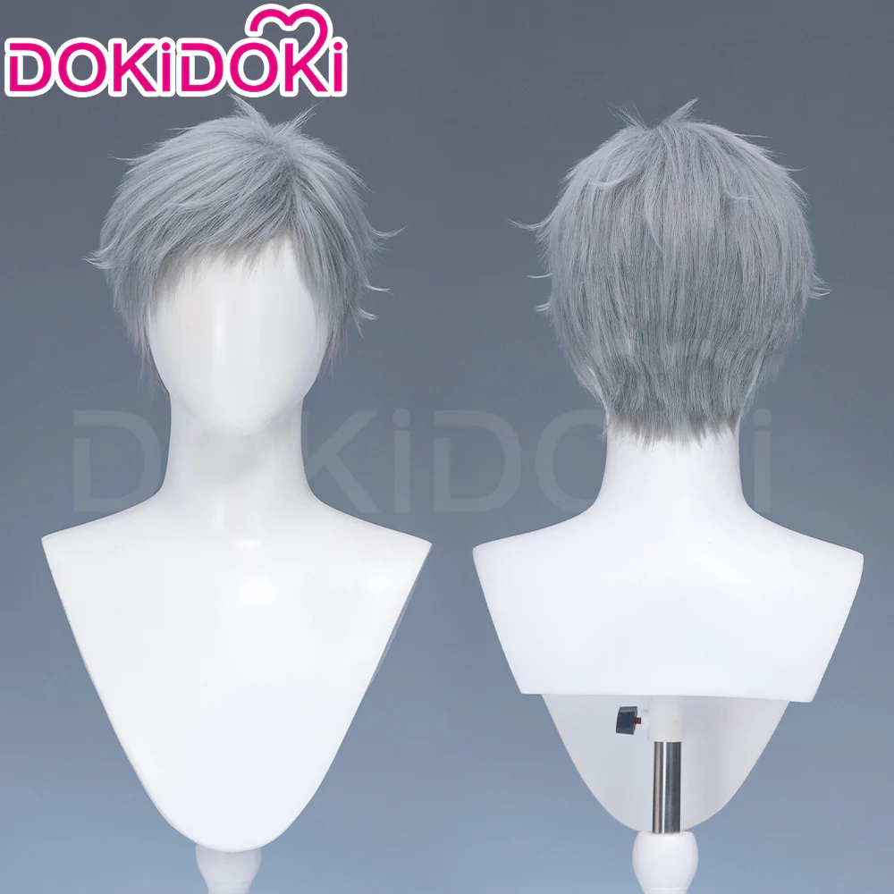 【Ready For Ship】DokiDoki Anime Cosplay Wig / Tattoo Sticker / Earring / Necklace Short Straight Grey Hair 28th Adult Version - Image 12