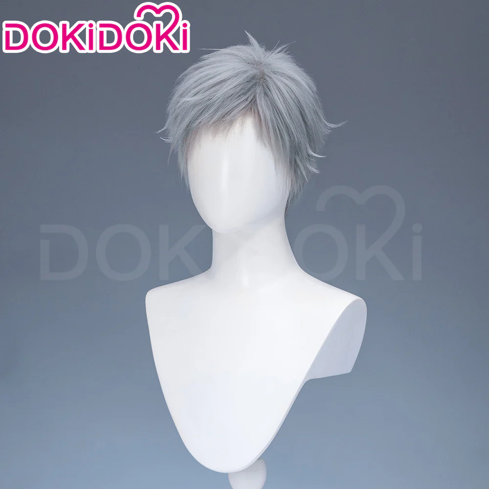 【Ready For Ship】DokiDoki Anime Cosplay Wig / Tattoo Sticker / Earring / Necklace Short Straight Grey Hair 28th Adult Version - Image 13
