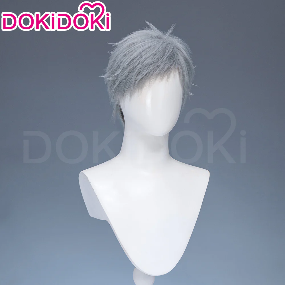 【Ready For Ship】DokiDoki Anime Cosplay Wig / Tattoo Sticker / Earring / Necklace Short Straight Grey Hair 28th Adult Version - Image 14