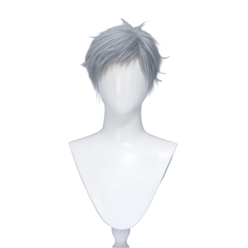 【Ready For Ship】DokiDoki Anime Cosplay Wig / Tattoo Sticker / Earring / Necklace Short Straight Grey Hair 28th Adult Version - Image 16