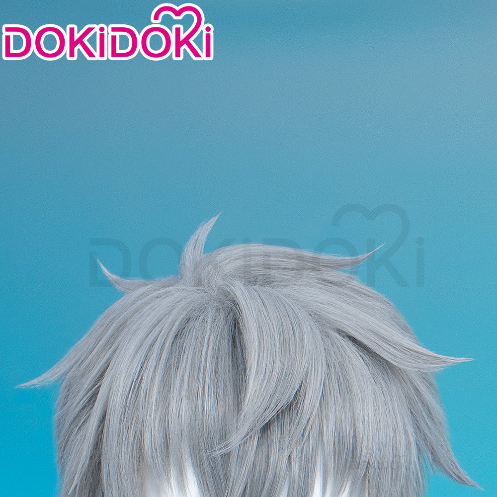 【Ready For Ship】DokiDoki Anime Cosplay Wig / Tattoo Sticker / Earring / Necklace Short Straight Grey Hair 28th Adult Version - Image 5