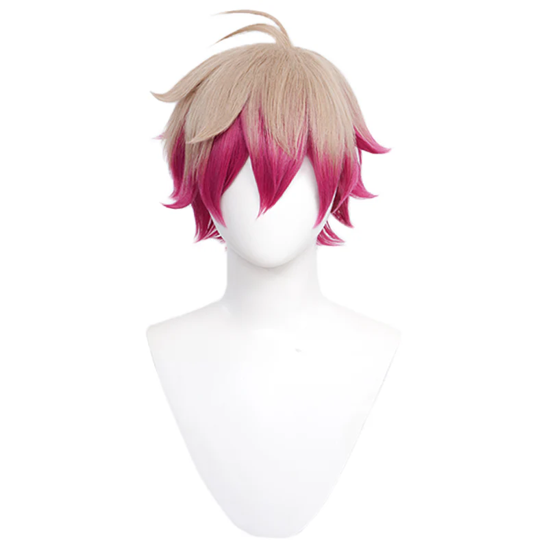 DokiDoki Anime Cosplay Wig Flaxen Red Short Hair - Image 4