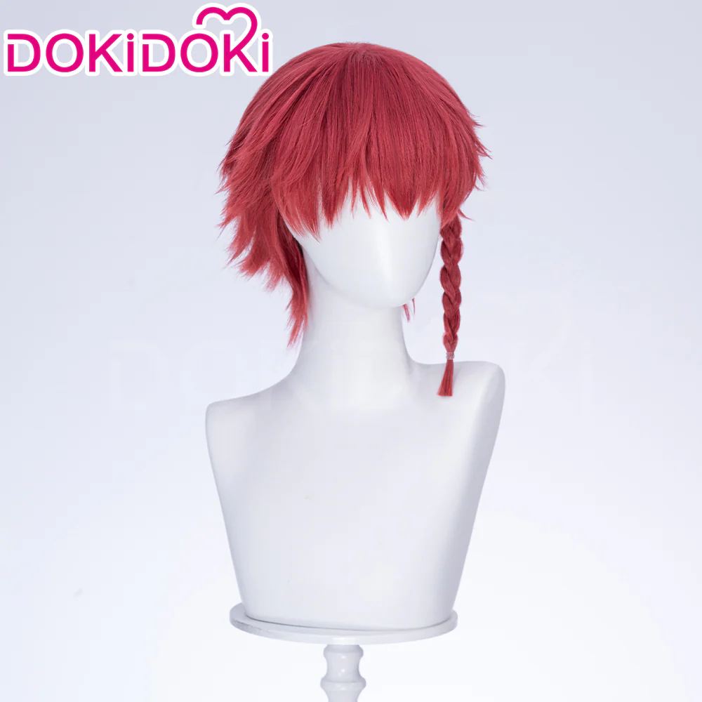 【Ready For Ship】DokiDoki Anime Cosplay Wig Red Pink Short Braid - Image 3