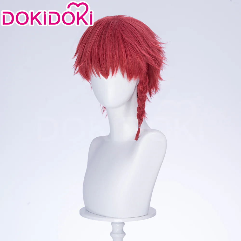 【Ready For Ship】DokiDoki Anime Cosplay Wig Red Pink Short Braid - Image 4