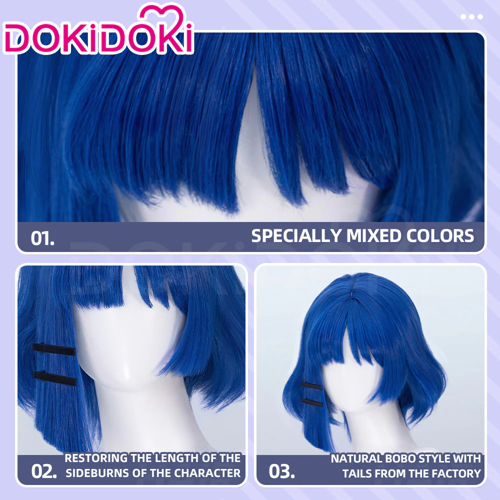 DokiDoki Anime Bocchi the Rock! Cosplay Yamada Ryo Wig Blue short - Image 2