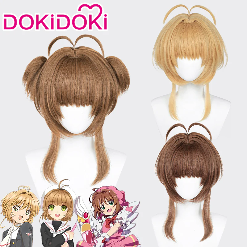 【Partially Ready For Ship】DokiDoki Anime Card Captor Sakura Cosplay Kinomoto Sakura Wig Light Brown/Dark brown/Blond Hair Cardcaptor Sakura/ Hair accessories