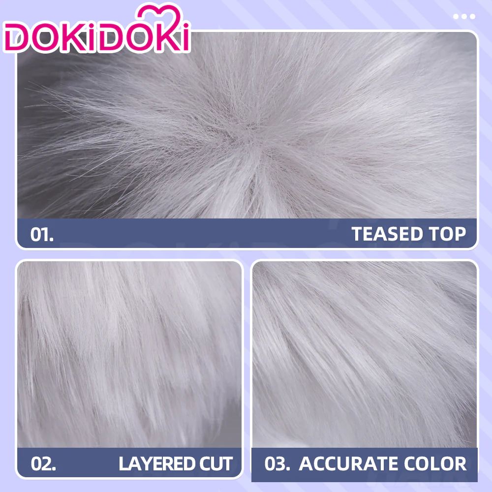 DokiDoki Anime Cosmic Princess Kaguya! Cosplay Komazawa Rai Wig Short Silver Hair - Image 4