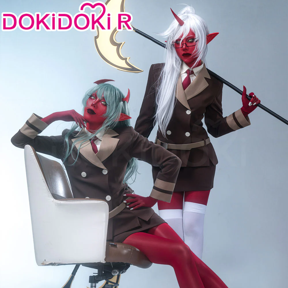 【In Stock】【Size S-2XL】DokiDoki Anime Cosplay Demon Sisters Costume Brown Suit Red Bodysuit Season 2 Devil Halloween