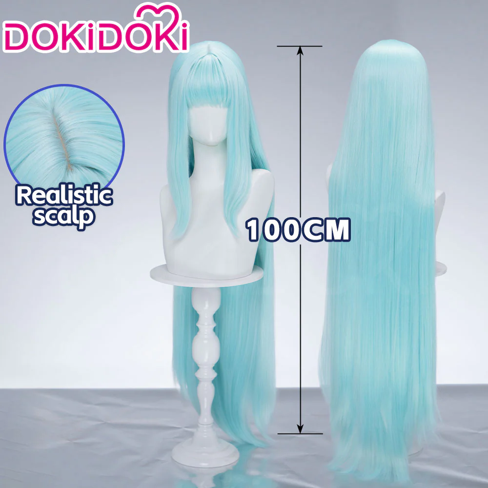 DokiDoki Anime Cosplay Magical Transformation Wig Long Straight Pale Blue Hair