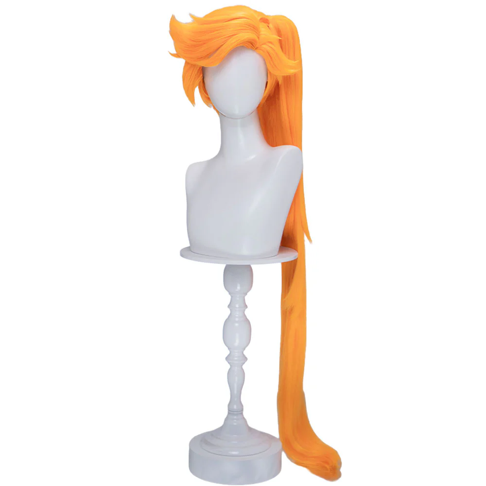 DokiDoki Anime Cosplay Magical Transformation Wig Long Curly Orange Hair Side Ponytail - Image 5