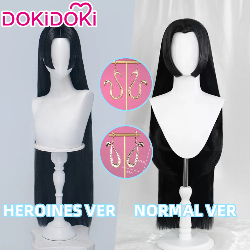 【Ready For Ship】DokiDoki Anime Cosplay Wig Black Long Straight Hair / Earring