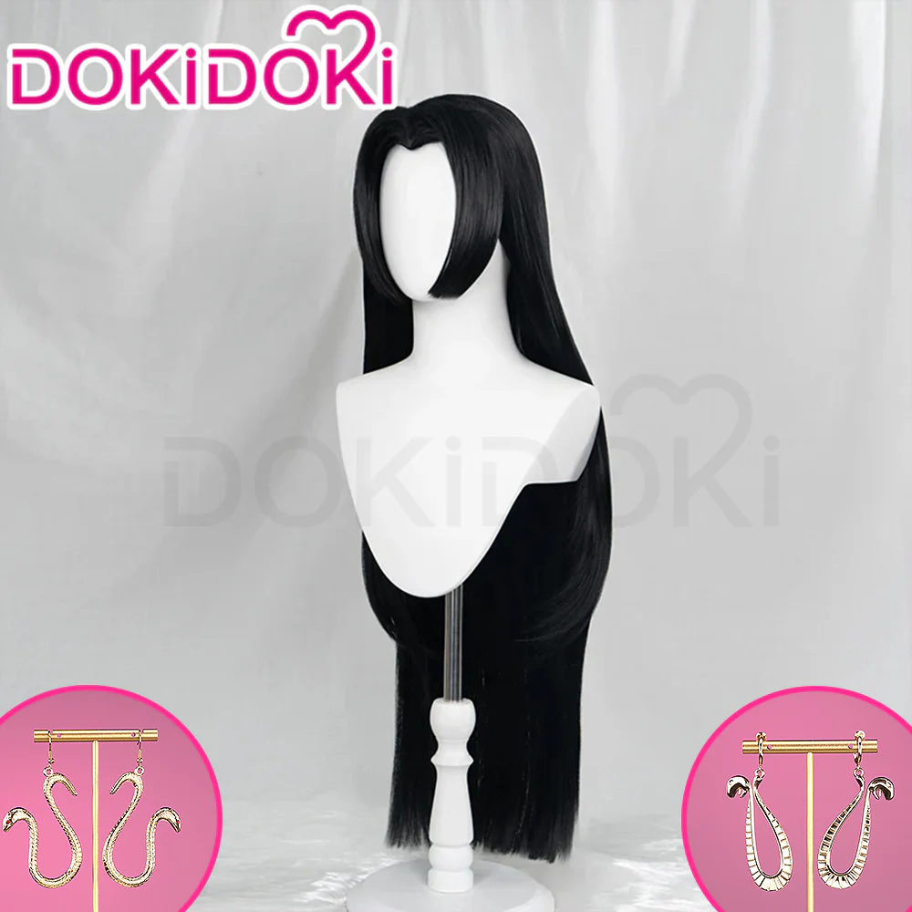 【Ready For Ship】DokiDoki Anime Cosplay Wig Black Long Straight Hair / Earring - Image 3