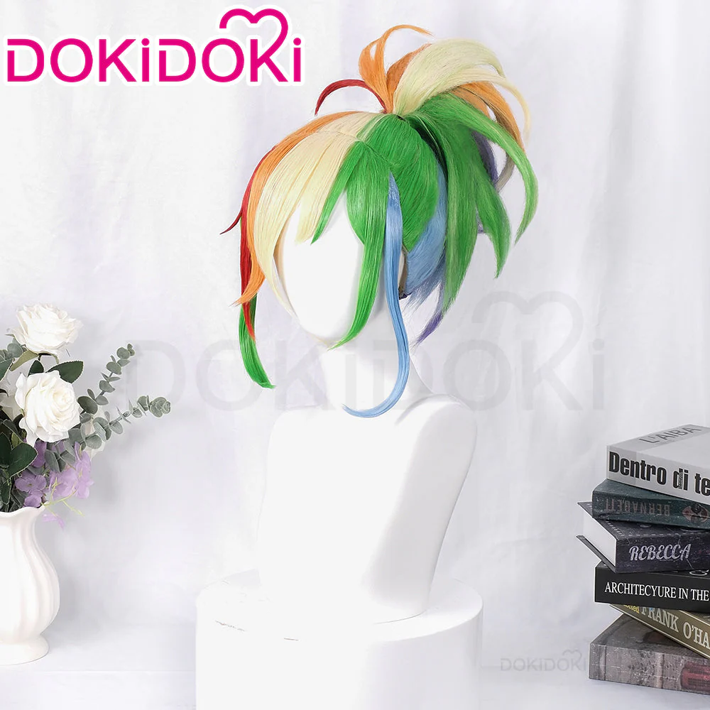 【Ready For Ship】DokiDoki Anime Cosplay Wig Cute Rainbow Hair Colorful - Image 2