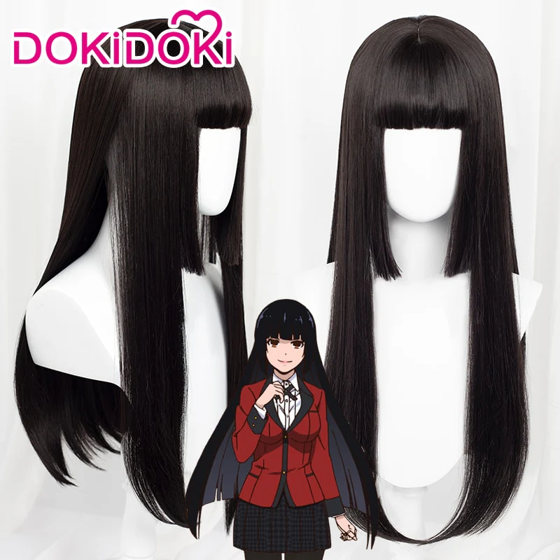 DokiDoki Anime Cosplay Wig Kakegurui Jabami Yumeko Wig Women Long Straight Black Hair Halloween