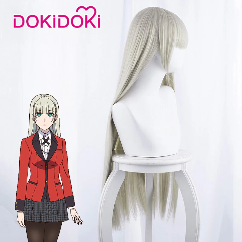 DokiDoki Anime Cosplay Wig Kakegurui Momobami Ririka Wig Women Long Straight Grey Hair Kakegurui Cosplay Hair Heat Resistant Halloween - Image 4