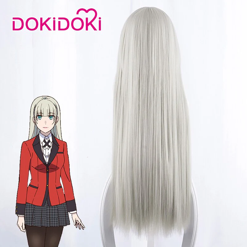 DokiDoki Anime Cosplay Wig Kakegurui Momobami Ririka Wig Women Long Straight Grey Hair Kakegurui Cosplay Hair Heat Resistant Halloween - Image 5