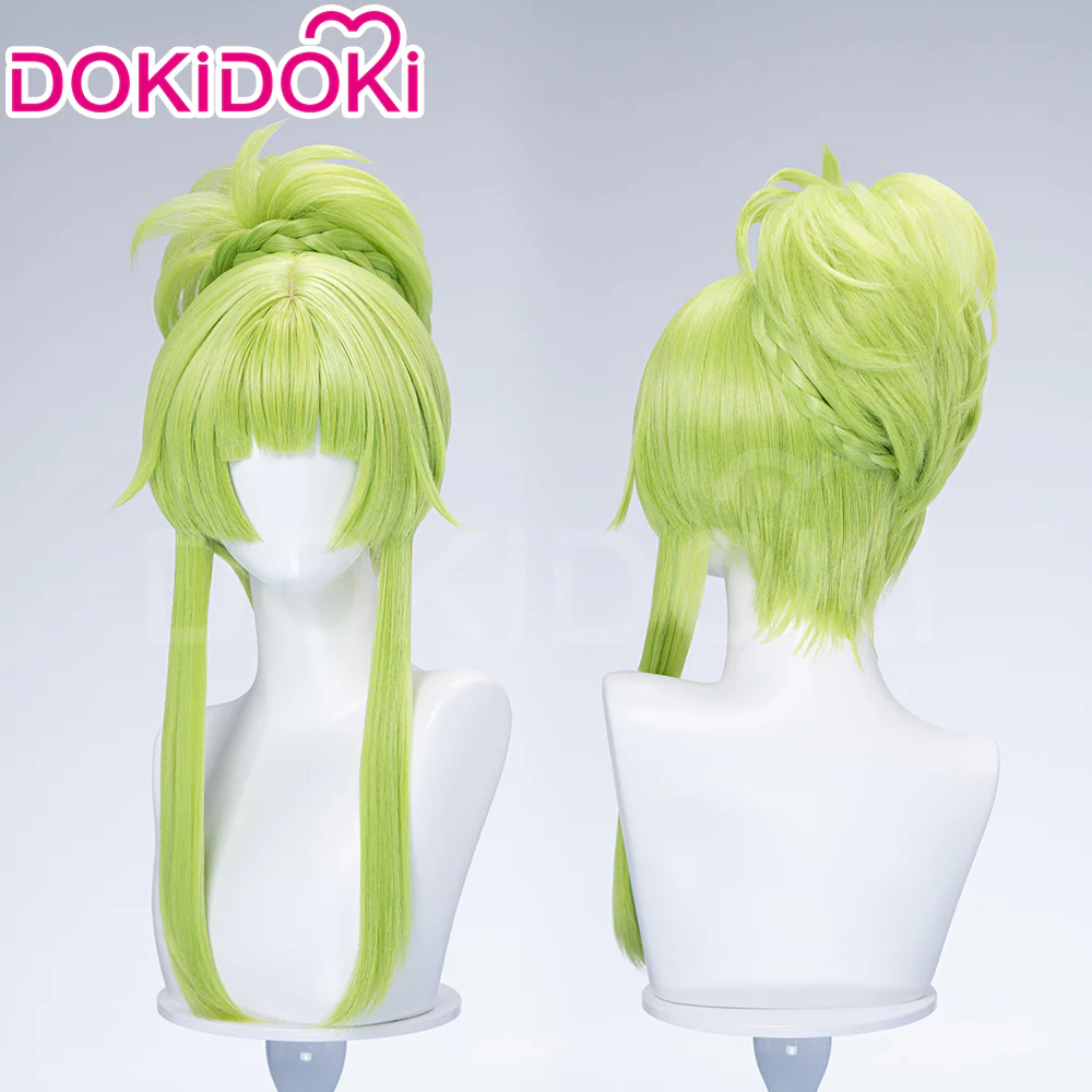 DokiDoki Anime Cosplay Women Wig Long Green Hair Buns