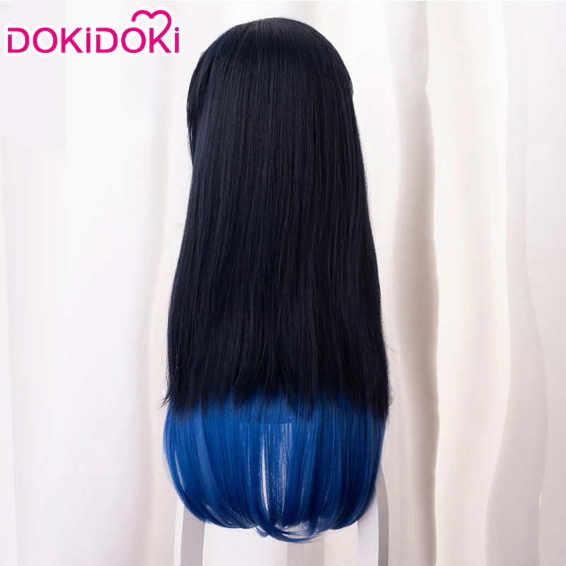 Dokidoki Anime Cosplay Wig Long Hair Dark Blue Halloween - Image 5