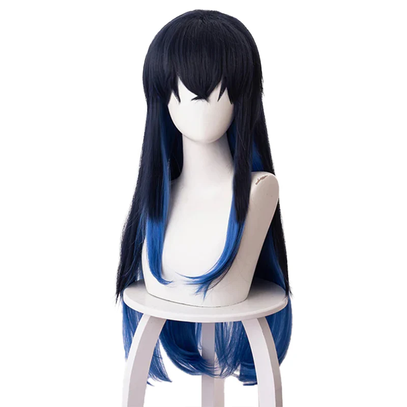 Dokidoki Anime Cosplay Wig Long Hair Dark Blue Halloween - Image 6