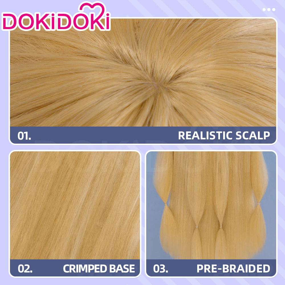 DokiDoki Anime Cosplay Wig Long Straight Gold Hair - Image 4