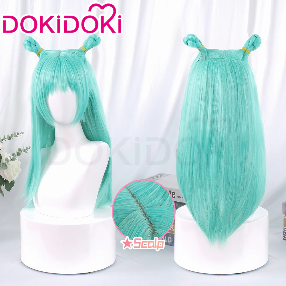 Dokidoki Anime Cosplay Wig Long Straight Green Hair Meimei