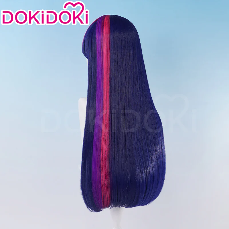 DokiDoki Anime Cosplay Wig Long Straight  Purple Pink Highlight Hair - Image 4
