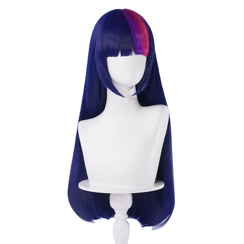 DokiDoki Anime Cosplay Wig Long Straight  Purple Pink Highlight Hair - Image 6