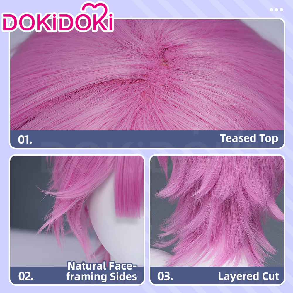 【Ready For Ship】DokiDoki Anime Cosplay Wig Short Pink Hair - Image 4