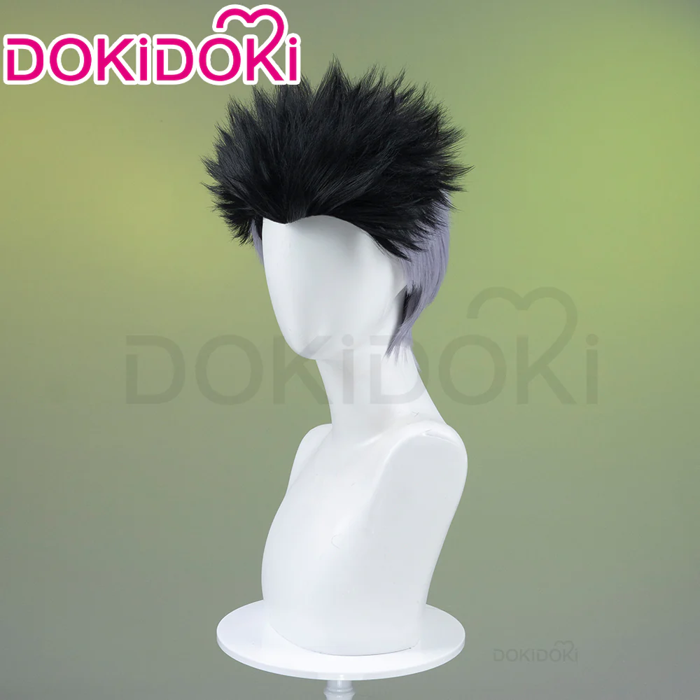 【Ready For Ship】DokiDoki Anime Cosplay Wig Short Straight Black Grey Hair - Image 3