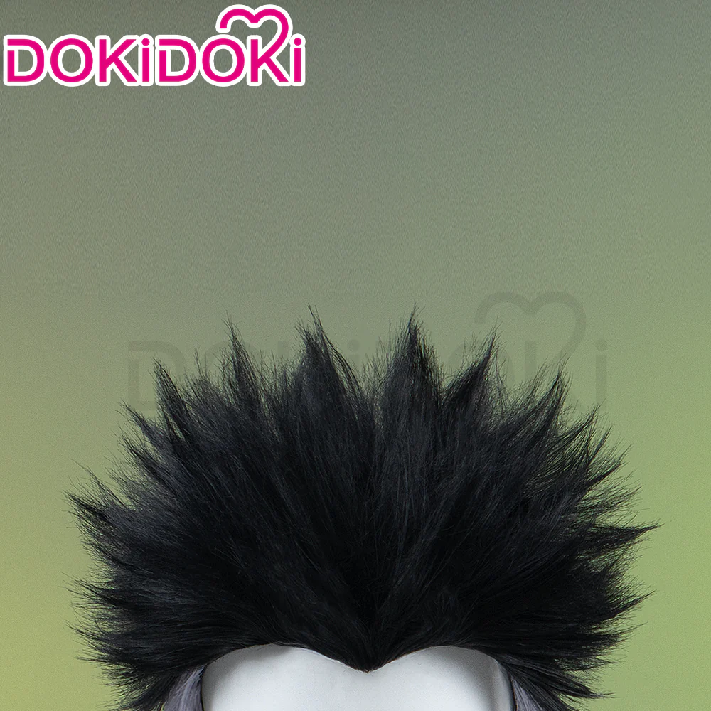 【Ready For Ship】DokiDoki Anime Cosplay Wig Short Straight Black Grey Hair - Image 4