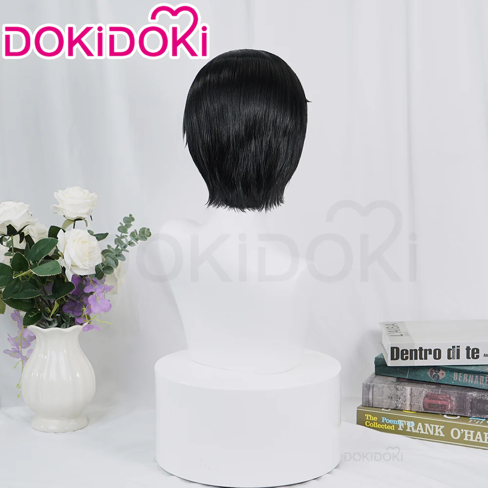 DokiDoki Anime Cosplay Wig Short Straight Black Hair - Image 3