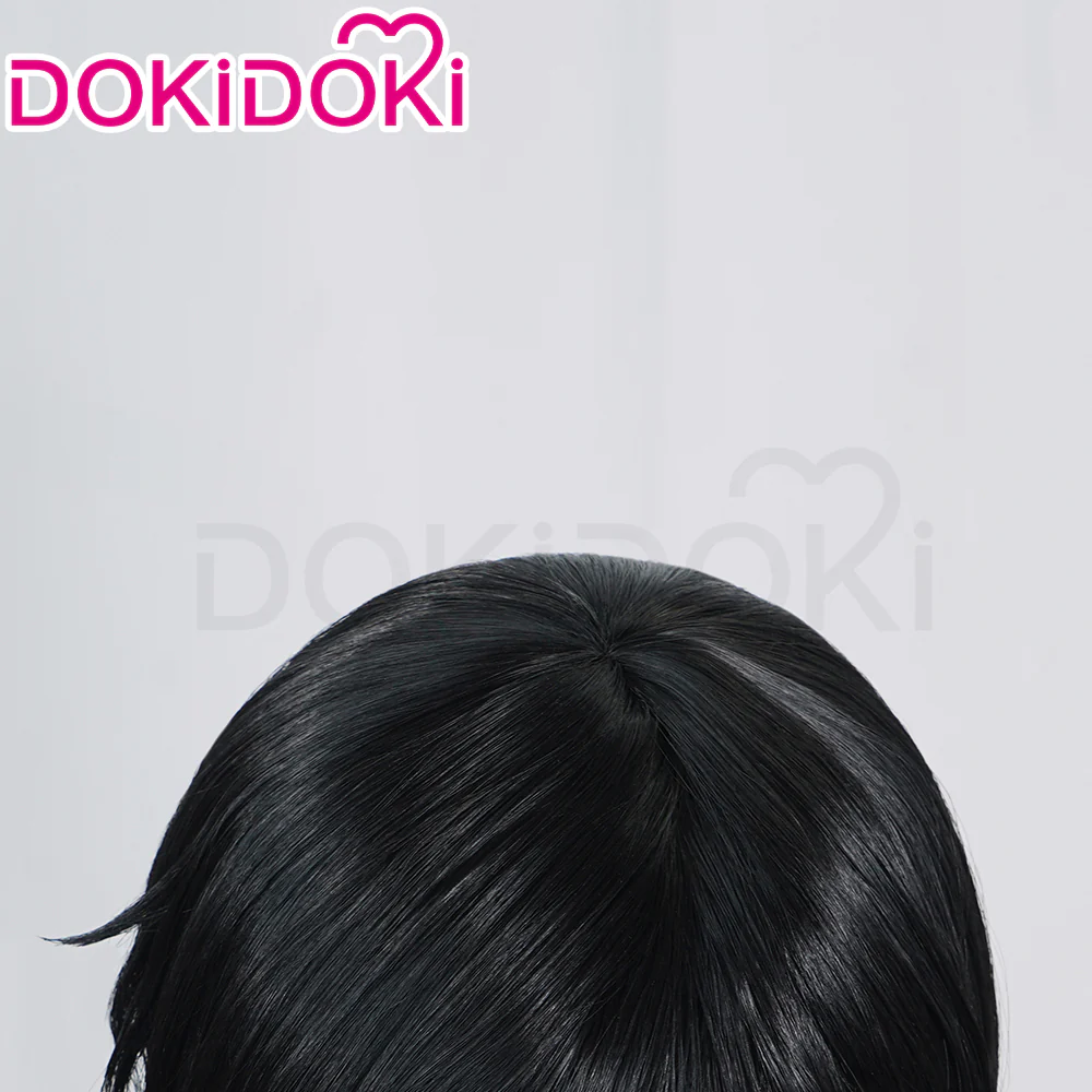 DokiDoki Anime Cosplay Wig Short Straight Black Hair - Image 4
