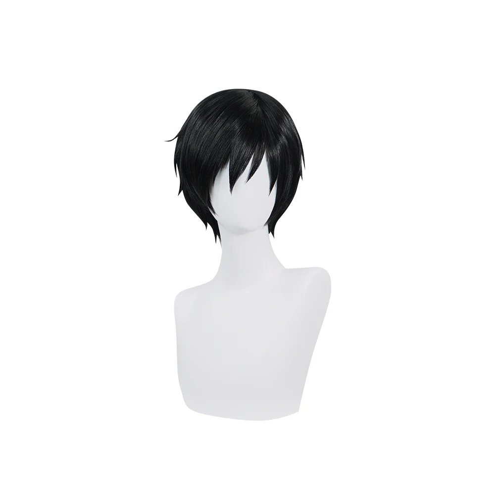 DokiDoki Anime Cosplay Wig Short Straight Black Hair - Image 5