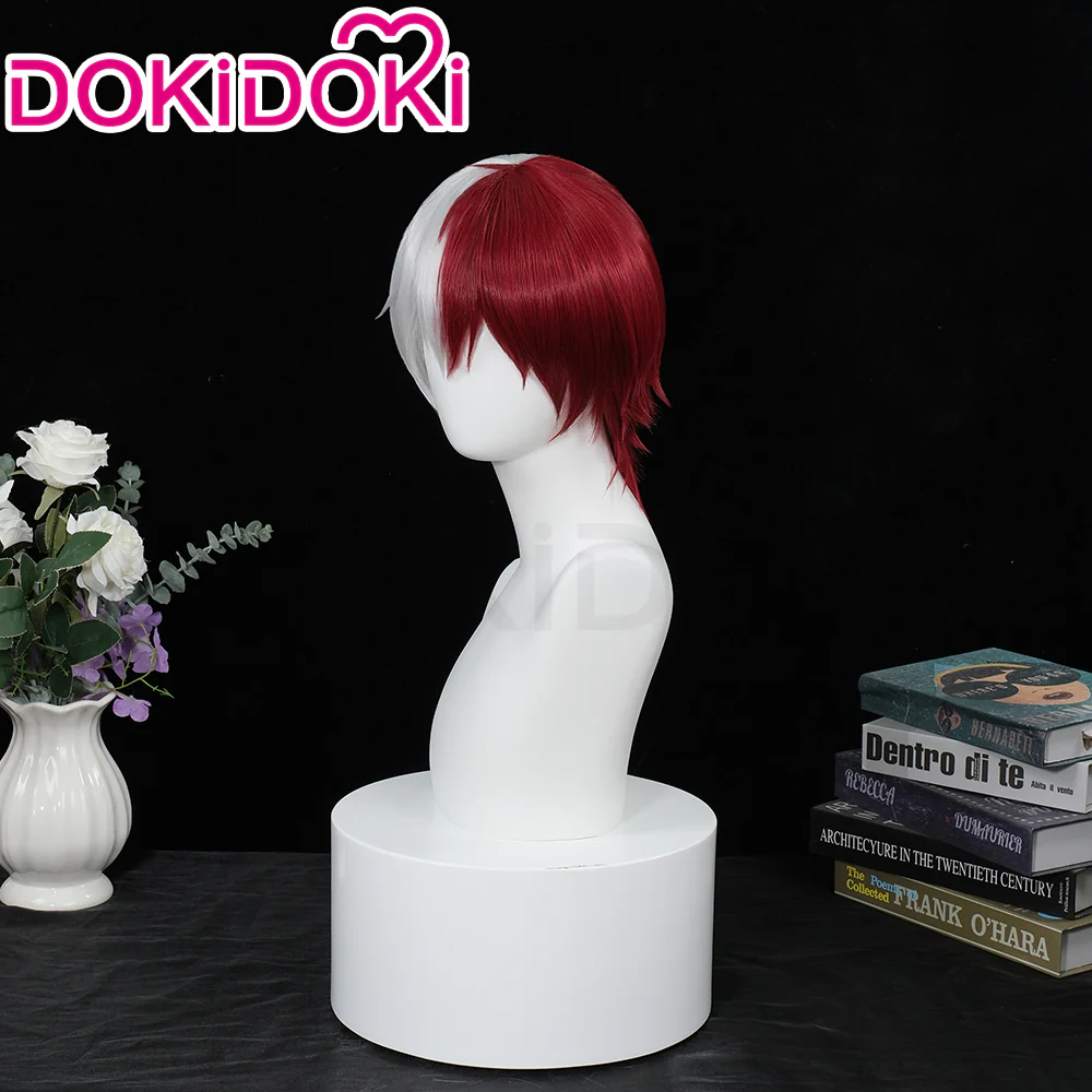 【Ready For Ship】DokiDoki Anime Cosplay Wig Short Straight Red White Hair - Image 2