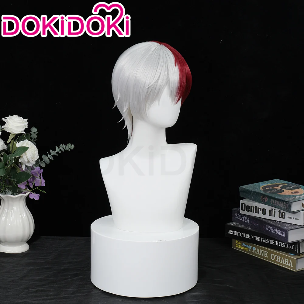 【Ready For Ship】DokiDoki Anime Cosplay Wig Short Straight Red White Hair - Image 3