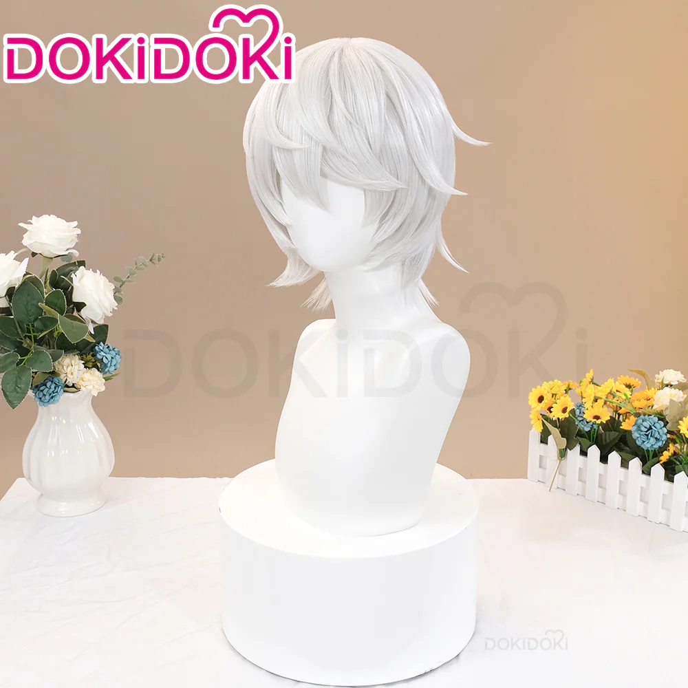DokiDoki Anime Cosplay Wig  Short Straight  White Hair Man - Image 2