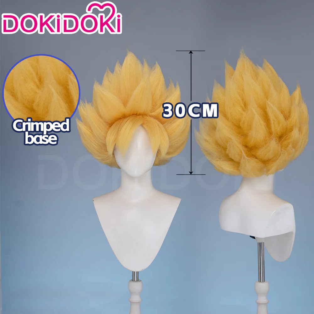 DokiDoki Anime Cosplay Wig Short Yellow Crimped Base Hair
