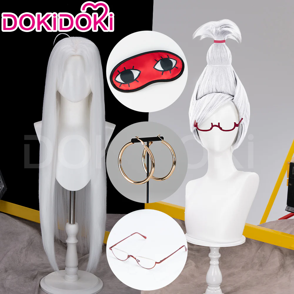 【Partially Ready For Ship】DokiDoki Anime DDD Cosplay Wig / Glasses / Eyepatch / Earrings  Long Straight White Hair