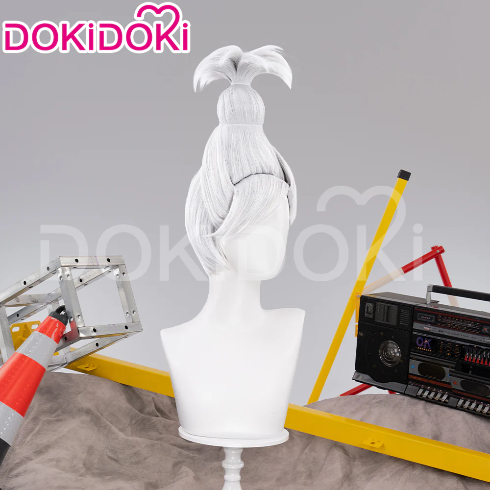 【Partially Ready For Ship】DokiDoki Anime DDD Cosplay Wig / Glasses / Eyepatch / Earrings  Long Straight White Hair - Image 4
