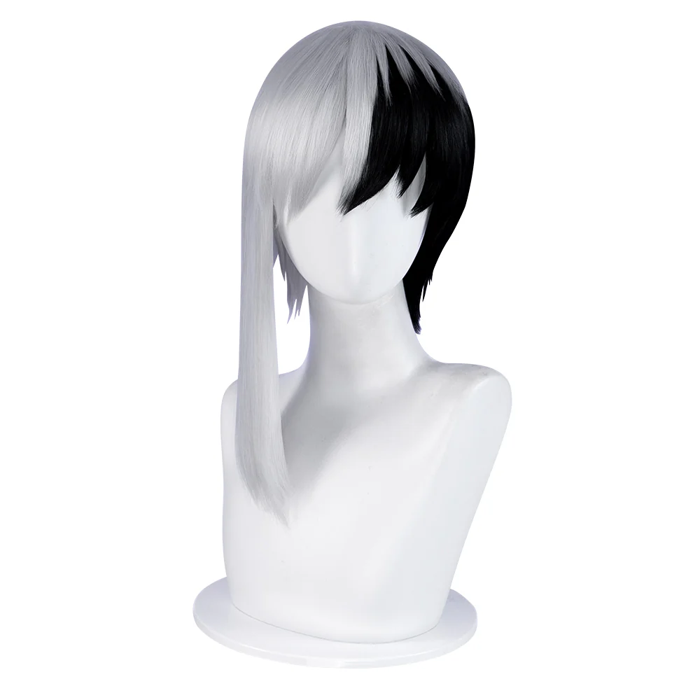 【Ready For Ship】DokiDoki Anime Cosplay Wig Short Straight Black White Hair - Image 2