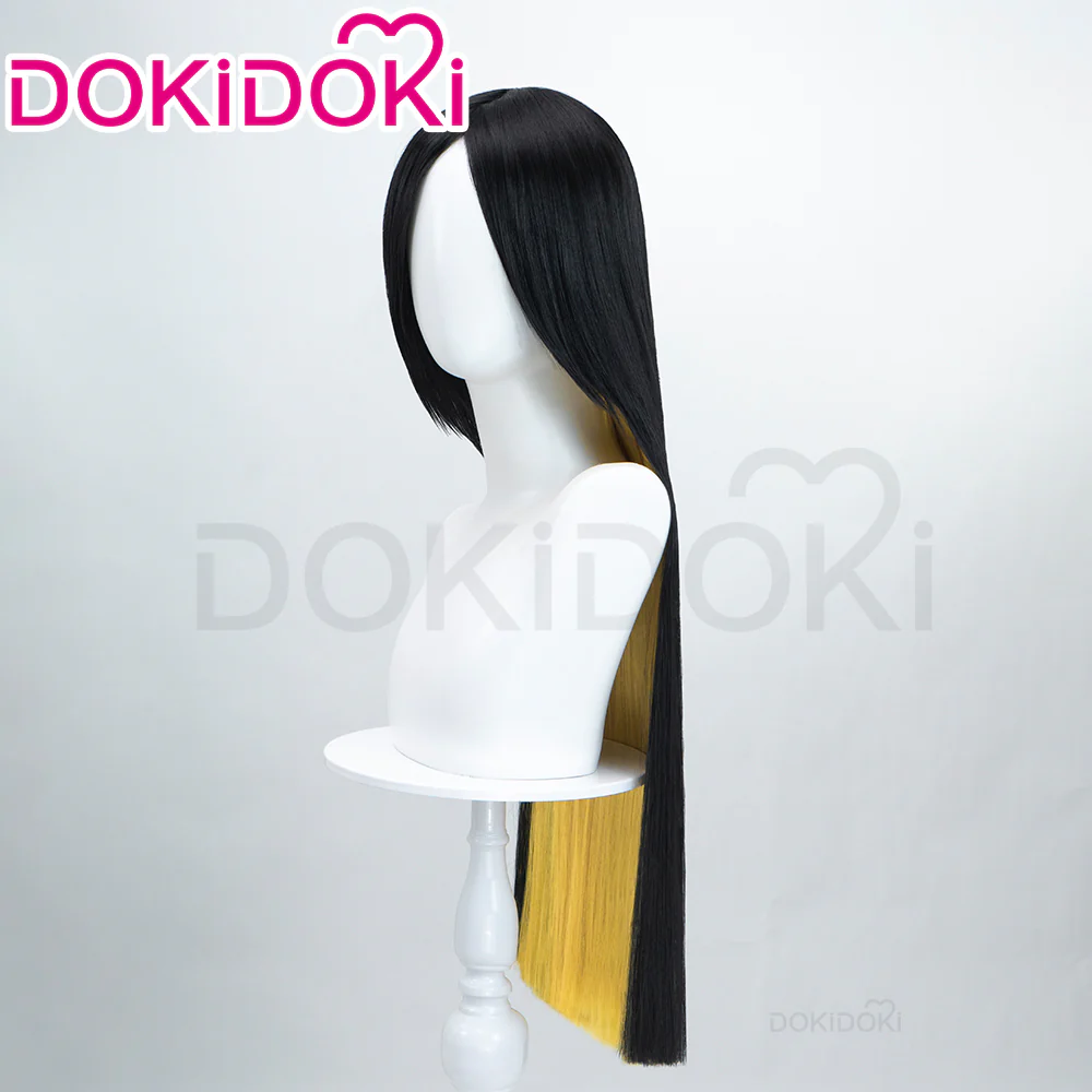 【Ready For Ship】DokiDoki Anime Hell Hotel Cosplay Wig Long Straight Black Yellow Hair - Image 3